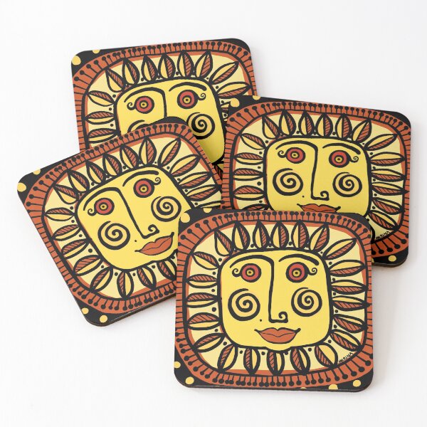Item preview, Sunmask shining like gold on black background designed and sold by marina63.
