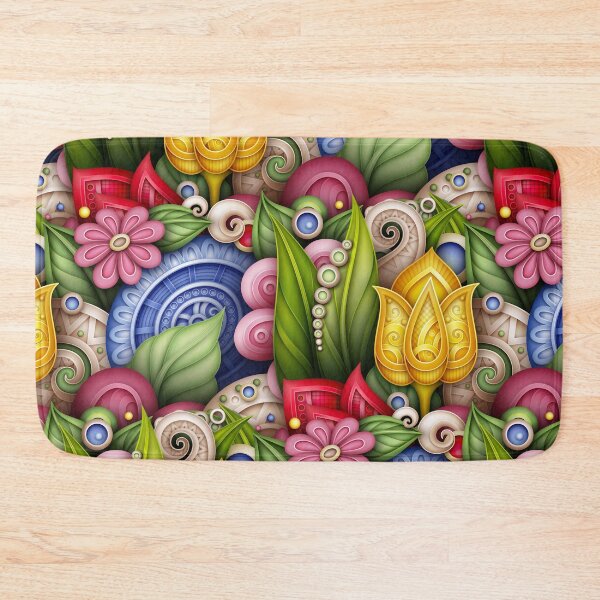 Item preview, Colored Nature Inspired Pattern with Floral Motifs designed and sold by lissantee.