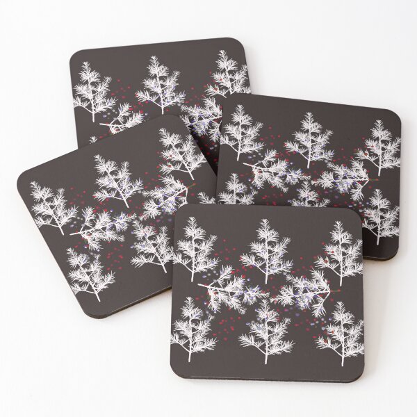 Item preview, White Pine Branches with Red and Blue Berries on Black designed and sold by AlteredAtelier.