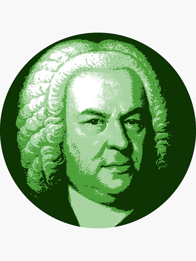 Johann Sebastian Bach Dark Green Portrait by zavadadesigns