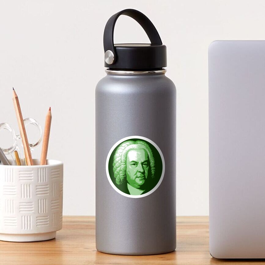 Johann Sebastian Bach Dark Green Portrait Sticker