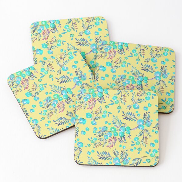 Item preview, Spring Wattle Flowers - Yellow and Teal Color Palette designed and sold by Sketchbook Designs.
