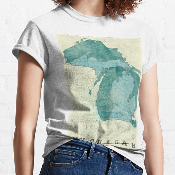 Michigan Map Blue Vintage Classic T-Shirt