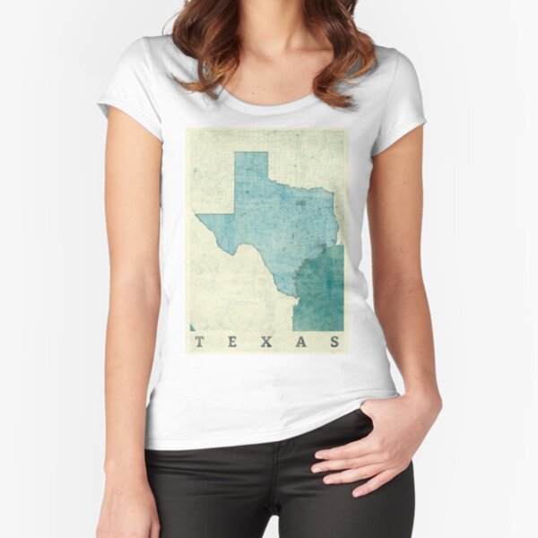 Texas Map Blue Vintage Fitted Scoop T-Shirt