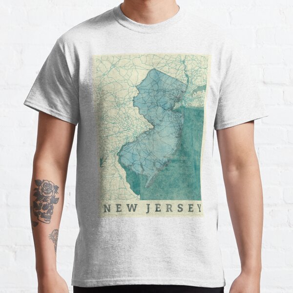 New Jersey Map Blue Vintage Classic T-Shirt