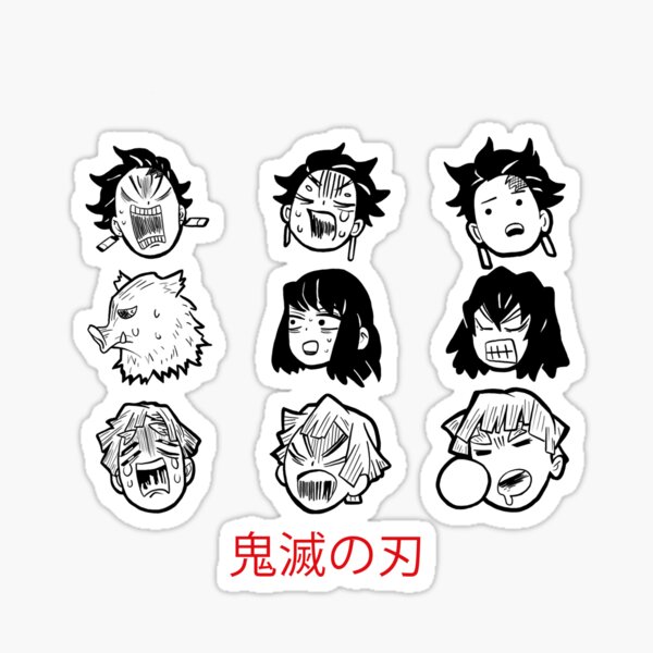 Kimetsu No Yaiba Funny Faces Sticker By Luckygeek Redbubble