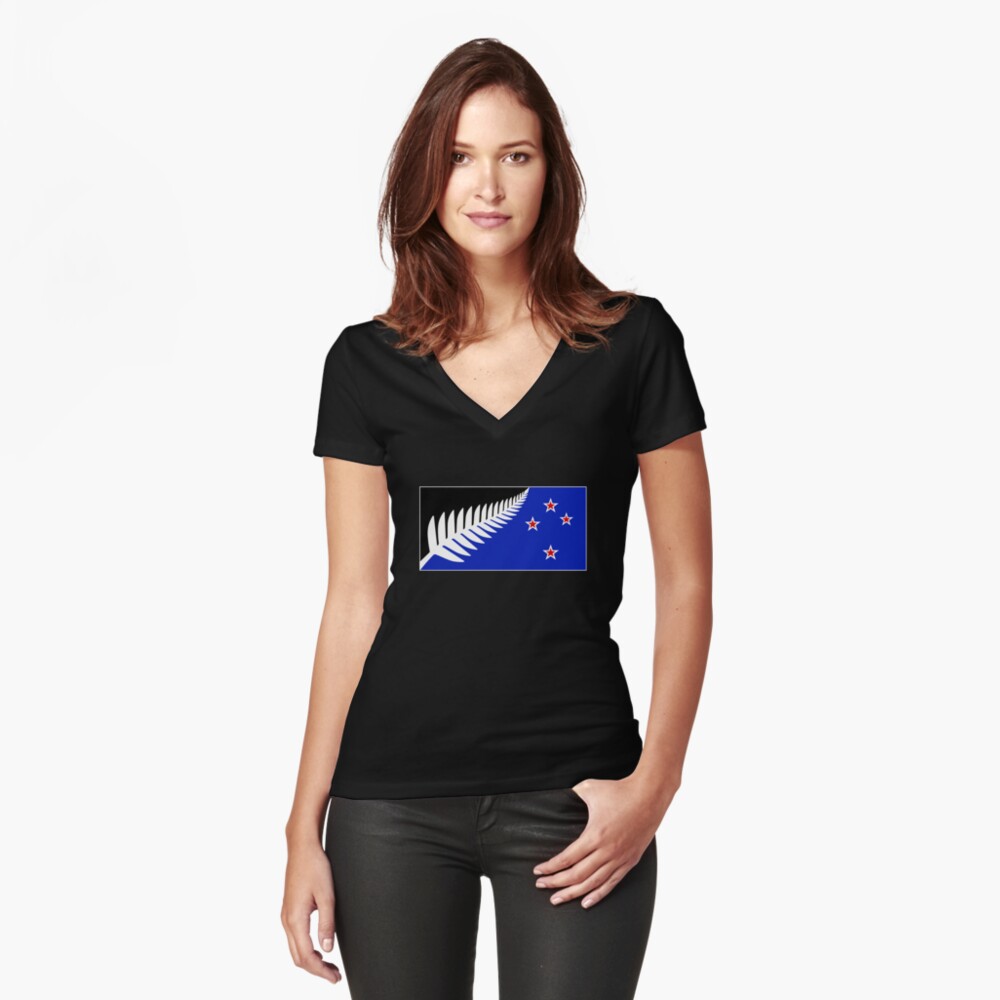 Item preview, Fitted V-Neck T-Shirt designed and sold by SilverFernFlag.