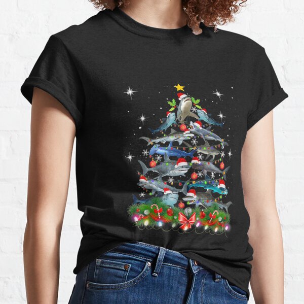 shark christmas tree shirt