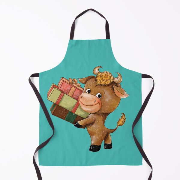 Item preview, The symbol of 2020 bull smiles and holds new year's gifts in his hands designed and sold by Alekseevna.