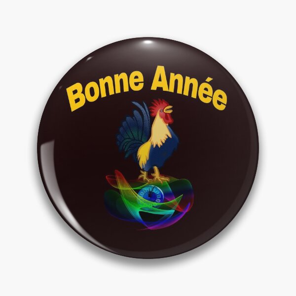 Item preview, happy new year in French. bonne année.rooster.clock designed and sold by doctors-apparel.