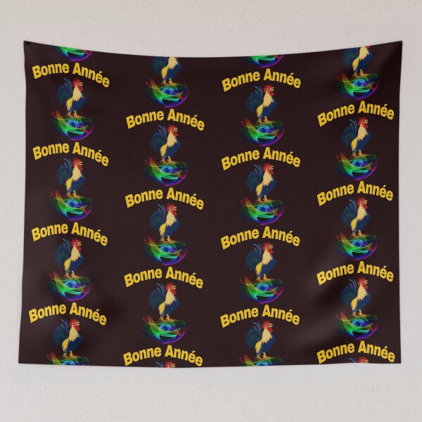 Item preview, happy new year in French. bonne année.rooster.clock designed and sold by doctors-apparel.