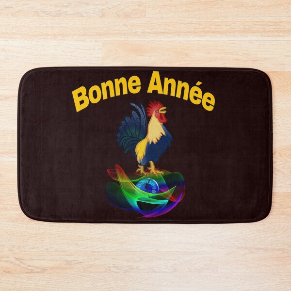 Item preview, happy new year in French. bonne année.rooster.clock designed and sold by doctors-apparel.
