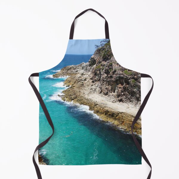 Item preview, Straddie, Stradbroke Island headland, blue ocean waves, clear water, island rocky shoreline designed and sold by Ransyn Art.