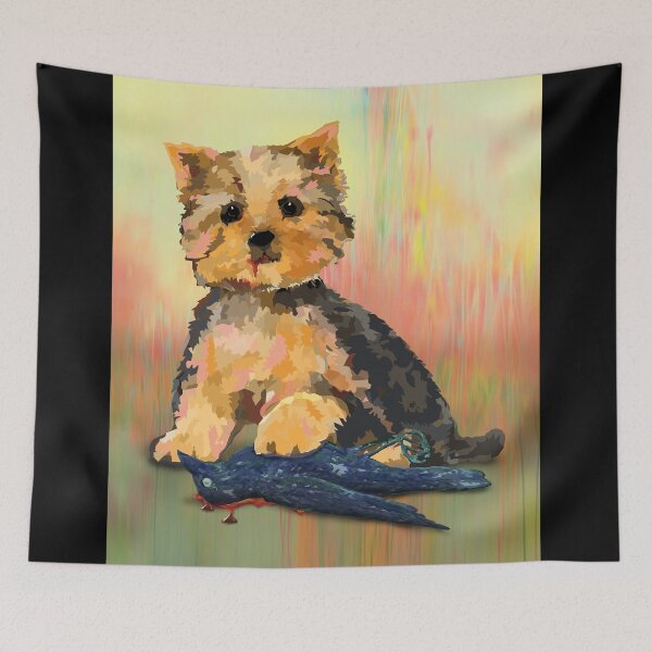 Item preview, Copy of Yorkie with dead crow, raven designed and sold by Jaime Brash.