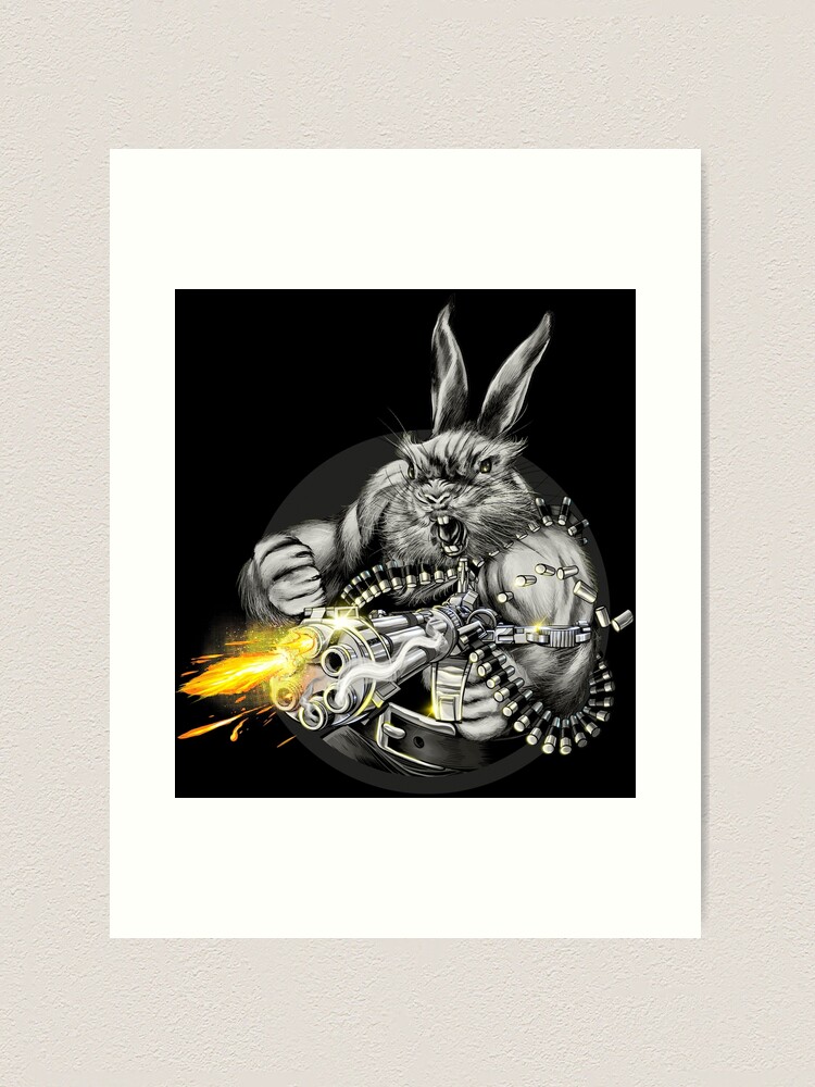 Bunny With a Machine Gun Art Print for Sale by CreativeGiant