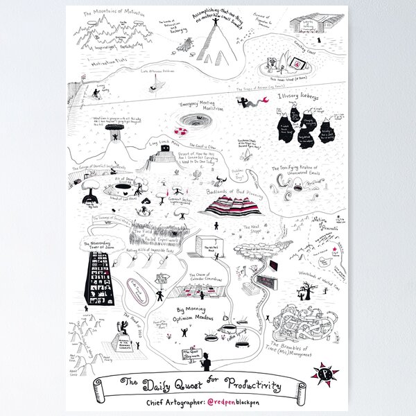 Item preview, The Map of the Quest for Daily Productivity designed and sold by redpenblackpen.