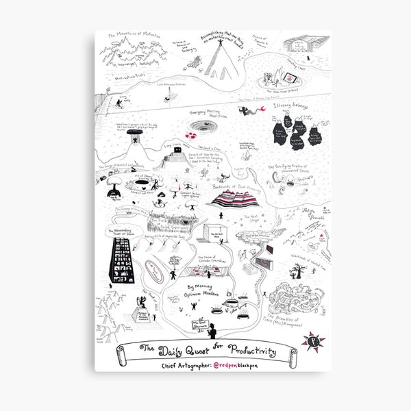 The Map of the Quest for Daily Productivity Metal Print