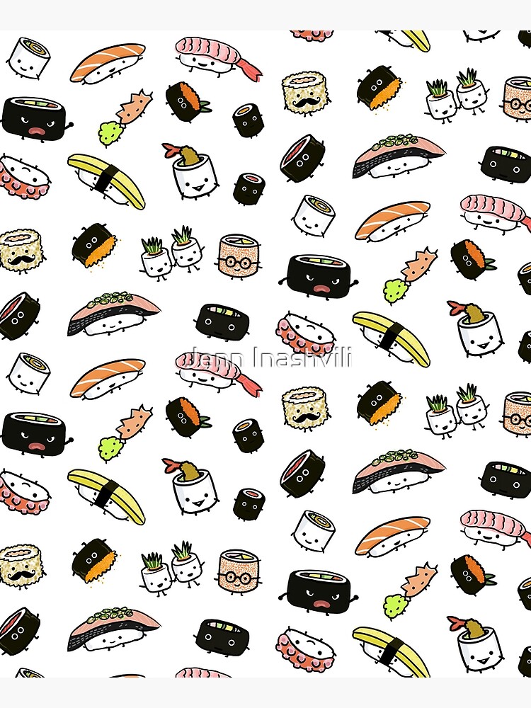 Disover Cute Sushi Characters Pattern Kitchen Apron