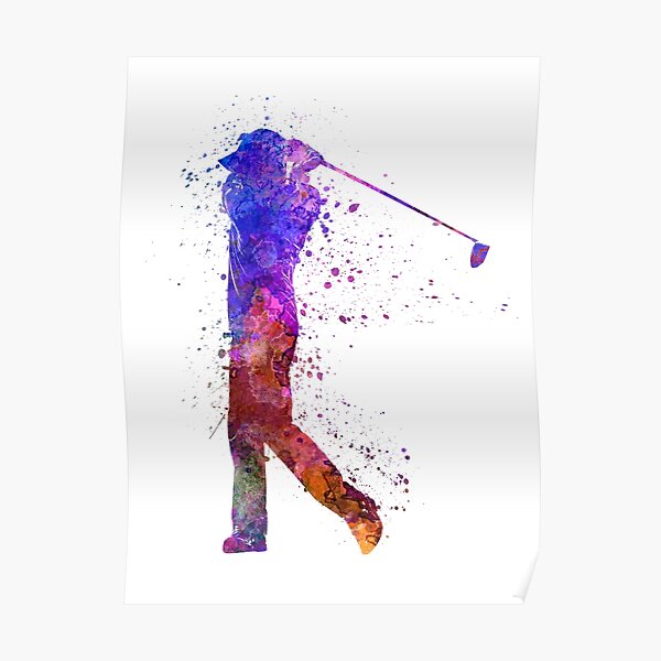man golfer swing silhouette Poster