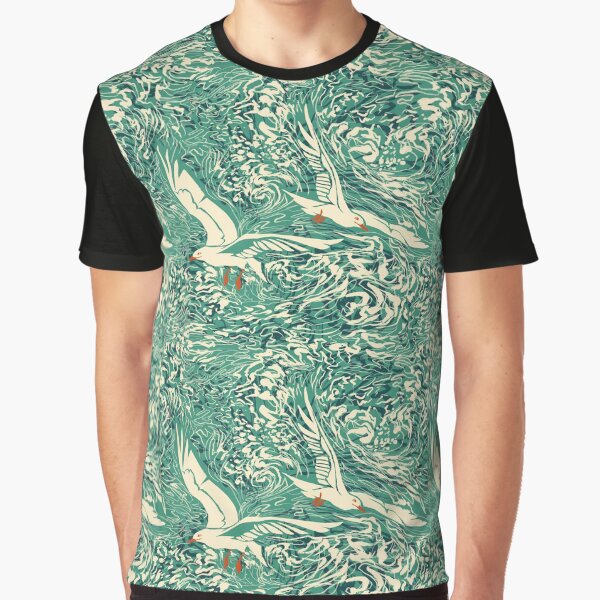 Teal Sea Gulls Graphic T-Shirt