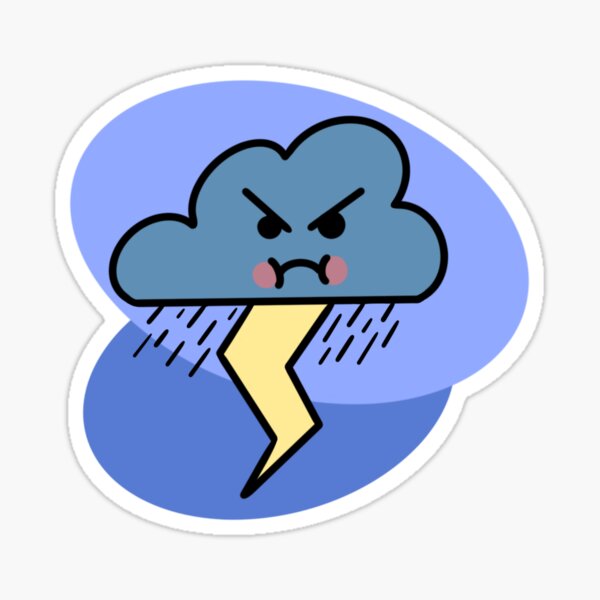 Angry Cloud cookie cutter - cute lightning thunderbolt storm rain baby  shower