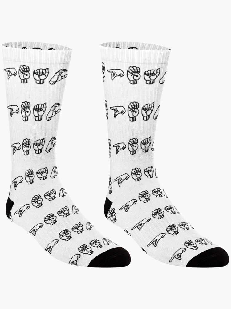 Thumbnail 3 of 5, Socks, PEACE Sign Language designed and sold by SimpleJoyStyle.