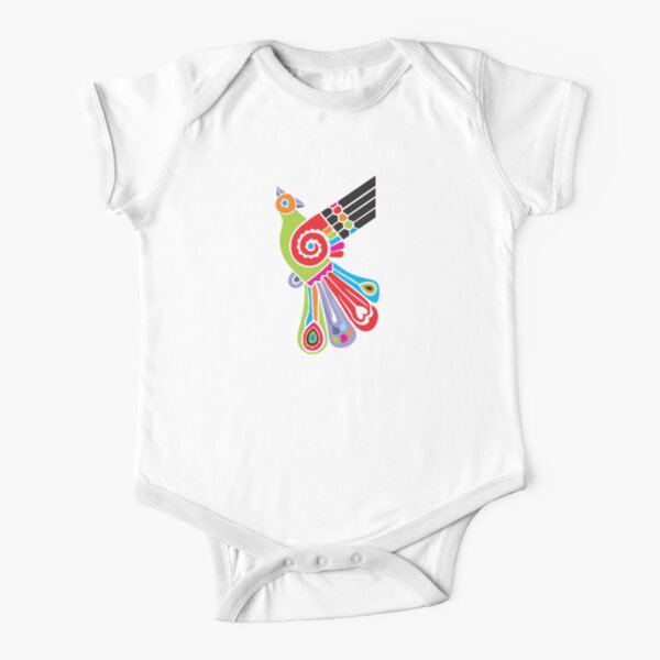 Hungarian Embroidery Authentic Bird Short Sleeve Baby One-Piece