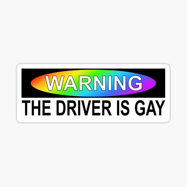 Vista previa del artículo con la obra «Advertencia: el conductor es gay», diseñado y vendido por ARTemSPL.