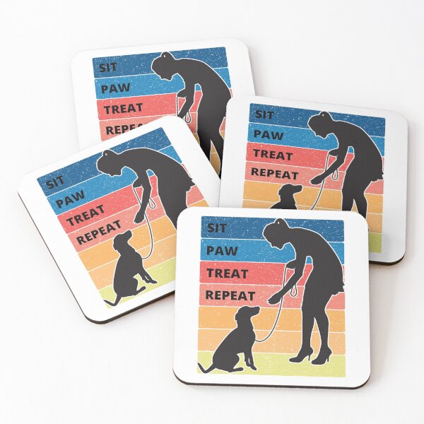 Item preview, Dogtraining / Dog coach / Female dog trainer with a dog silhouette / sit paw treat repeat designed and sold by portrait4you.