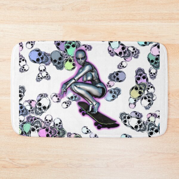 Item preview, Robot Skater Girl Skull Pattern designed and sold by J Bigglesworth.