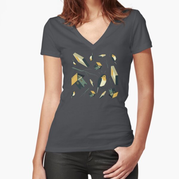 Flying Birdhouse (Pattern) Tailliertes T-Shirt mit V-Ausschnitt