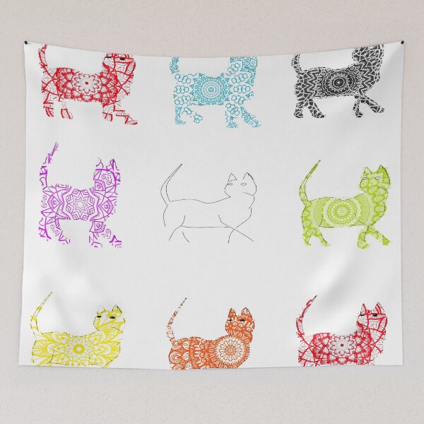 Item preview, Chakra mandala cat sticker pack designed and sold by spiritual-tee.