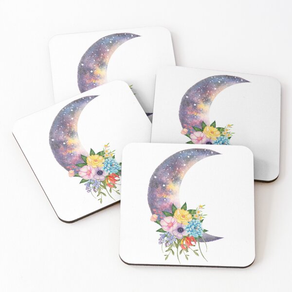 Item preview, Galaxy moon with flowers designed and sold by InaDim.