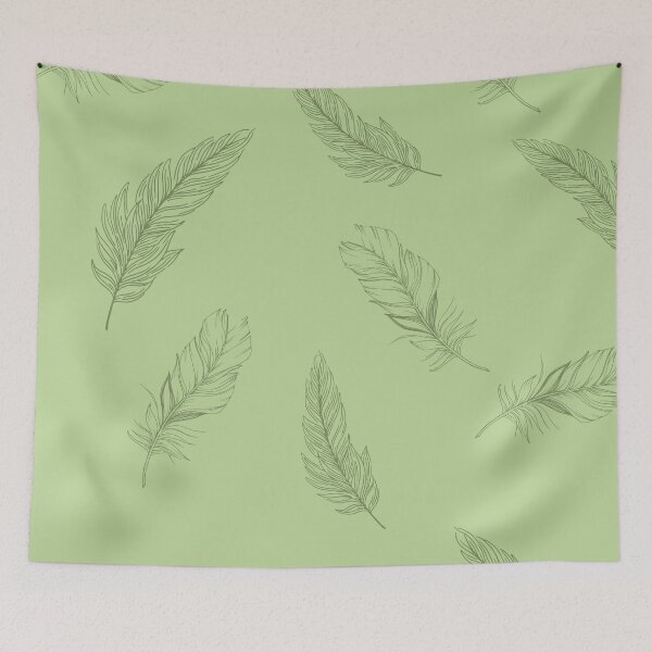 Item preview, Feather pattern on a green background designed and sold by kammoe.