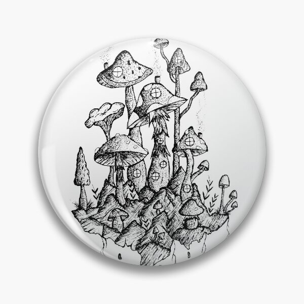 Item preview, Mushroom City, dotwork art, mushroom design  designed and sold by VasilisLam.