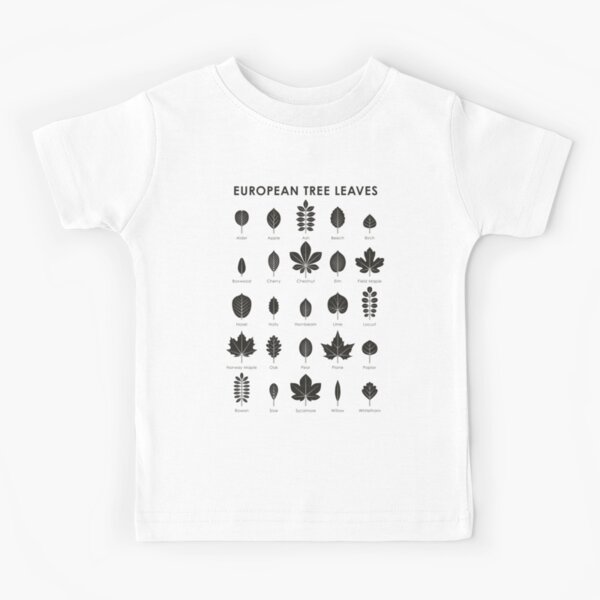 European Tree Leaves Infographic (English) Kids T-Shirt