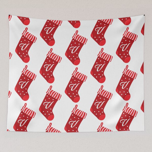 Item preview, Christmas Stocking with the Letter V designed and sold by VicEllisArt.