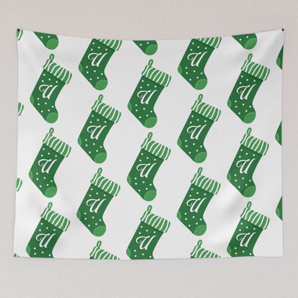 Item preview, Christmas Stocking with the Letter U designed and sold by VicEllisArt.