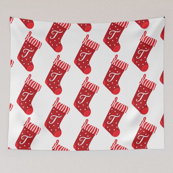 Item preview, Christmas Stocking with the Letter T designed and sold by VicEllisArt.