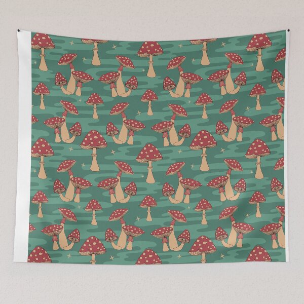 Item preview, Retro Magic Mushroom Print Pattern designed and sold by Ink Tally.