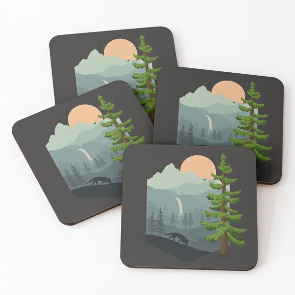 Item preview, Forest landscape mountains fox designed and sold by blikonie.