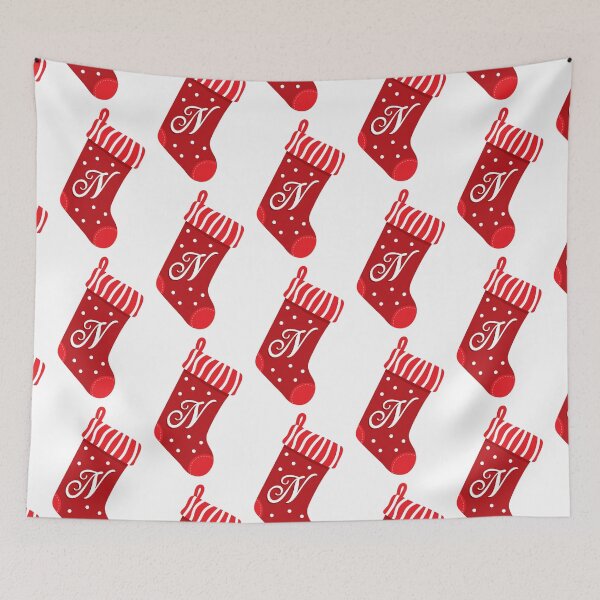 Item preview, Christmas Stocking with the Letter N designed and sold by VicEllisArt.