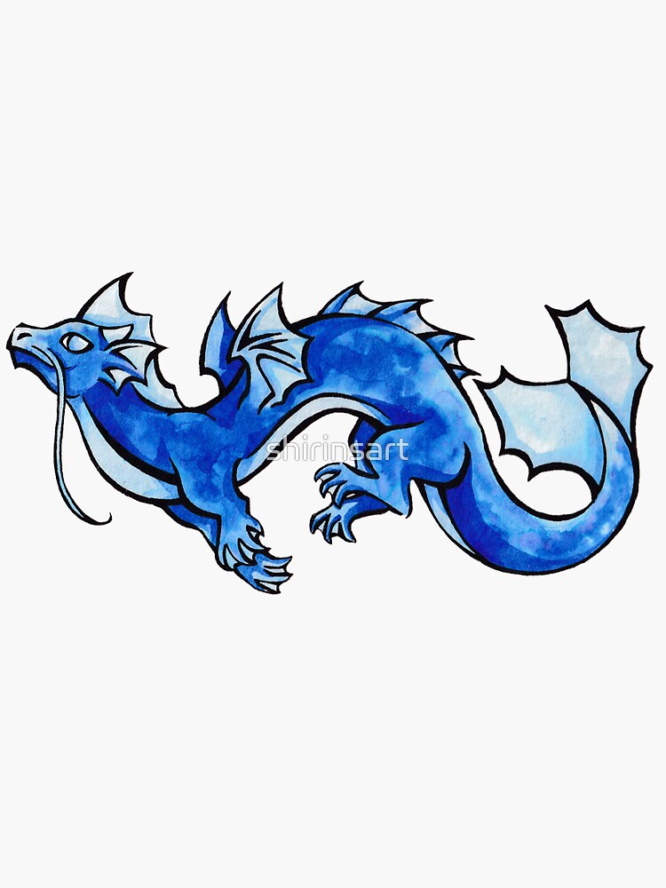 Cute Cartoon Ink Dragon  Blue Sea Dragon Sticker for Sale by
