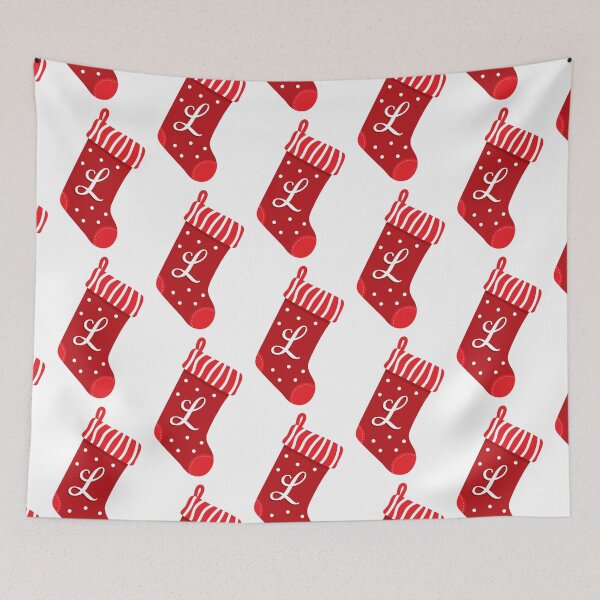 Item preview, Christmas Stocking with the Letter L designed and sold by VicEllisArt.