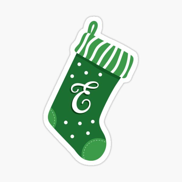 "Christmas Stocking with the Letter E" Sticker by VicEllisArt Redbubble