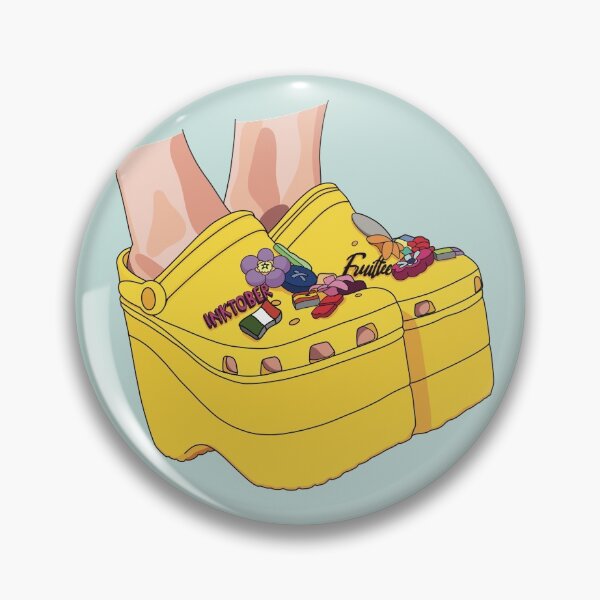 Item preview, Yellow high heel wedge Croc shoes with accessories  designed and sold by Fruit-Tee.