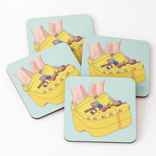 Item preview, Yellow high heel wedge Croc shoes with accessories  designed and sold by Fruit-Tee.