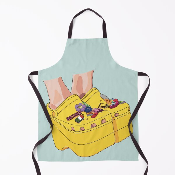 Item preview, Yellow high heel wedge Croc shoes with accessories designed and sold by Fruit-Tee.