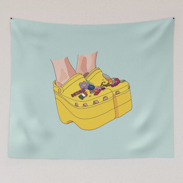 Item preview, Yellow high heel wedge Croc shoes with accessories  designed and sold by Fruit-Tee.