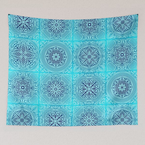 Item preview, Preppy Aqua Blue Retro Vintage Elegant Moroccan Pattern designed and sold by IamTrending.